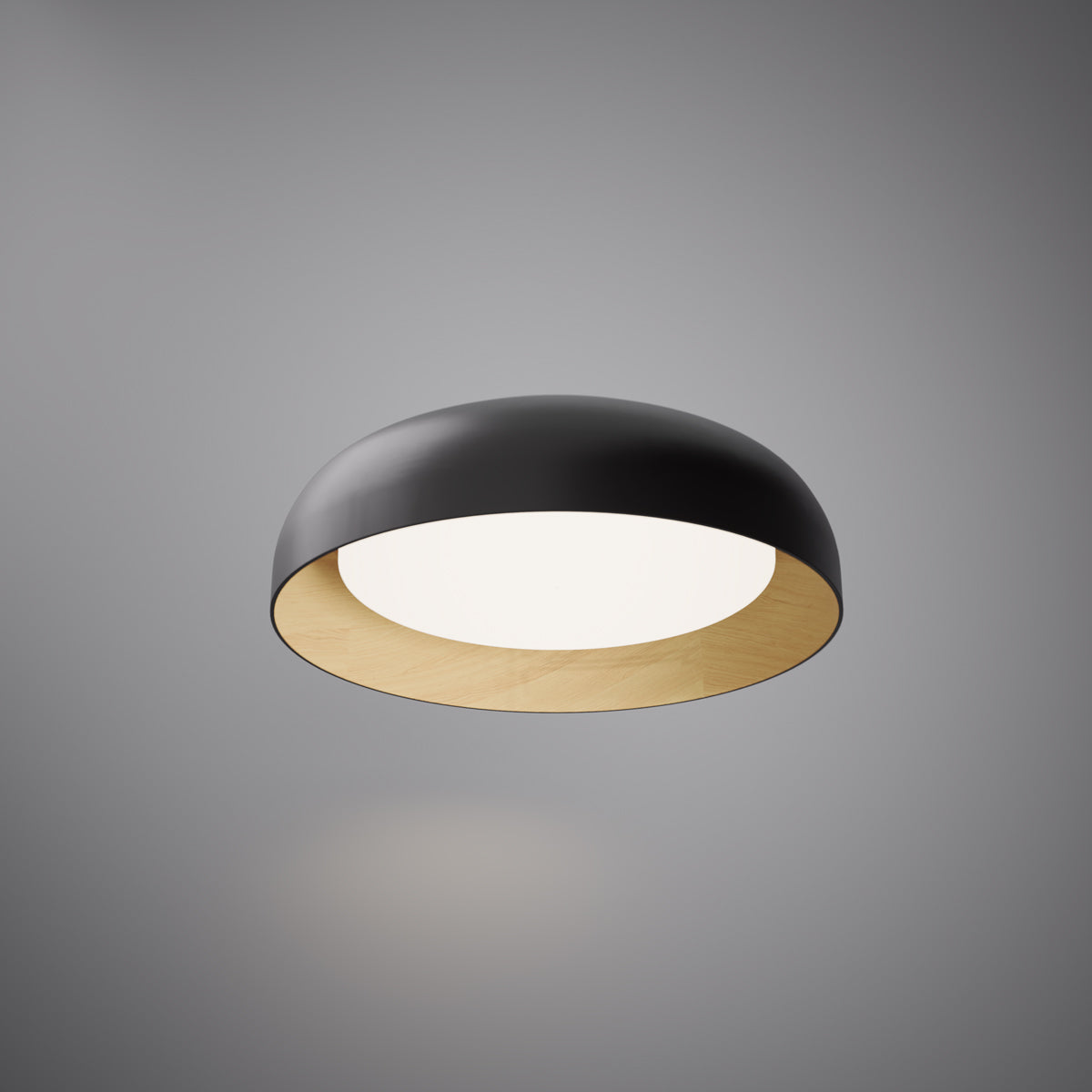 20-inch Black and Faux Wood Dimmable Flush Mount Ceiling Light