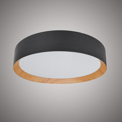 Viva 15-in Black Outside/Wood Grain inside Flush Mount Dimmable 26W