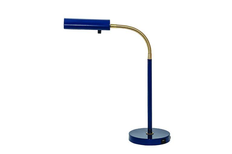 16-inch Fusion Navy Blue Satin Brass Table Lamp