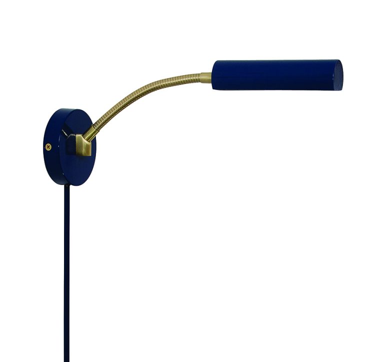 5-inch Fusion Navy Blue Satin Brass Wall Swing Lamp