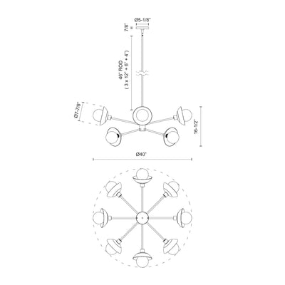 Francesca 40-in Steel Chandelier