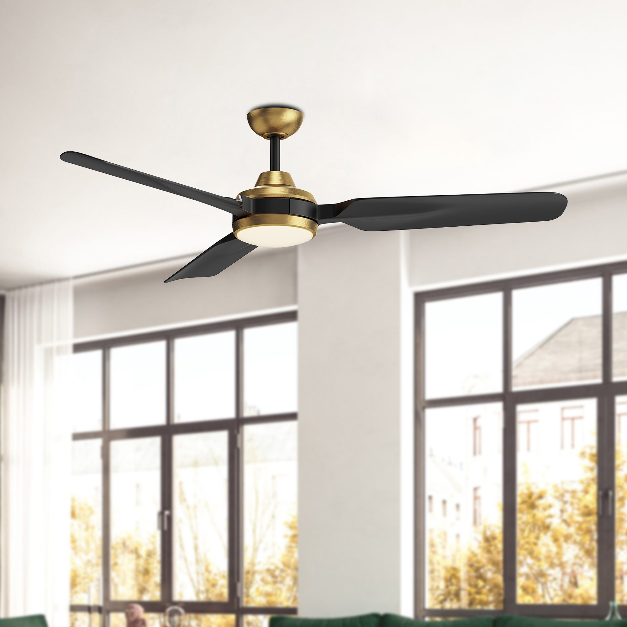 Fremont 60-in Brushed Gold Reversible DC LED Ceiling Fan