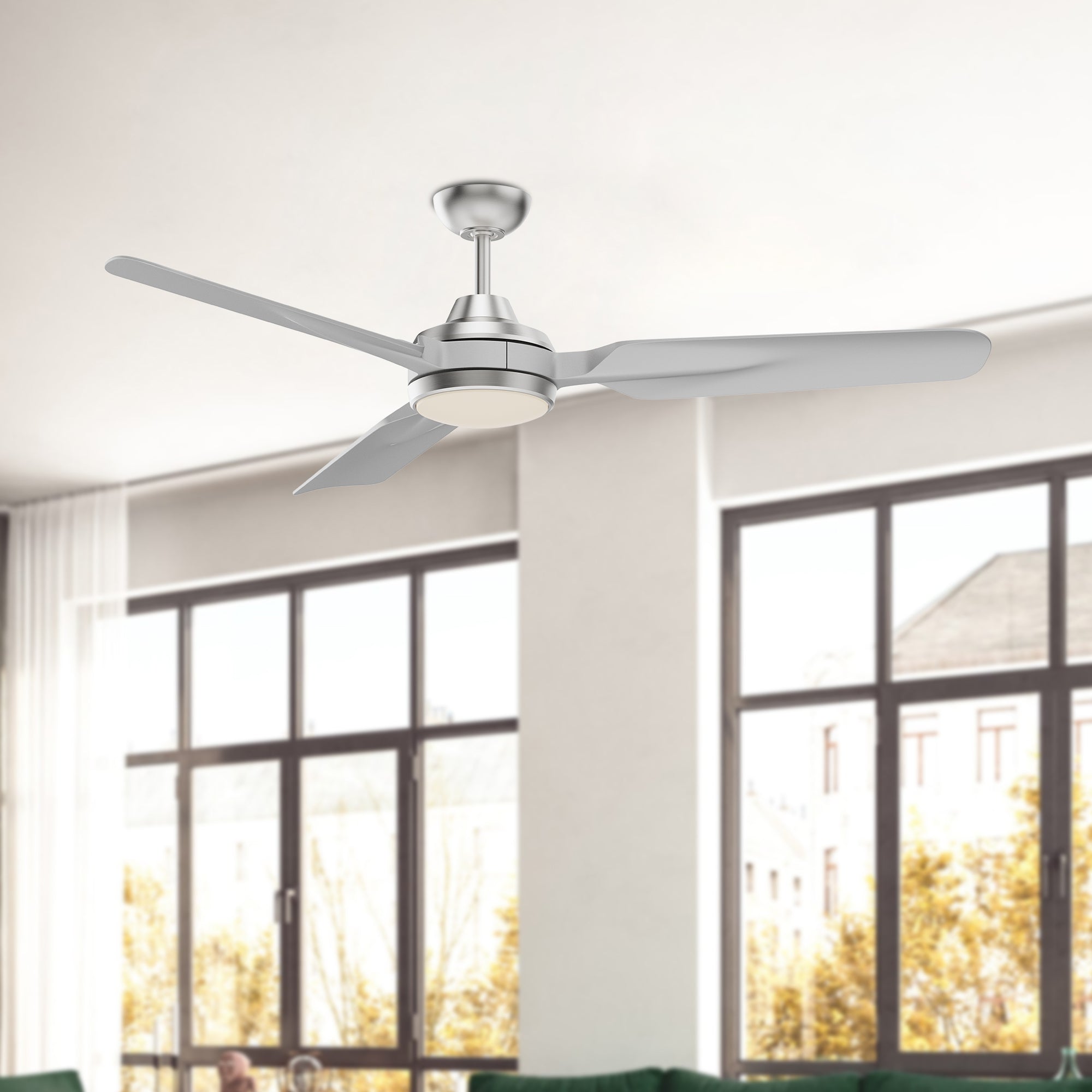 Fremont 60-in Brushed Nickel Reversible DC LED Ceiling Fan