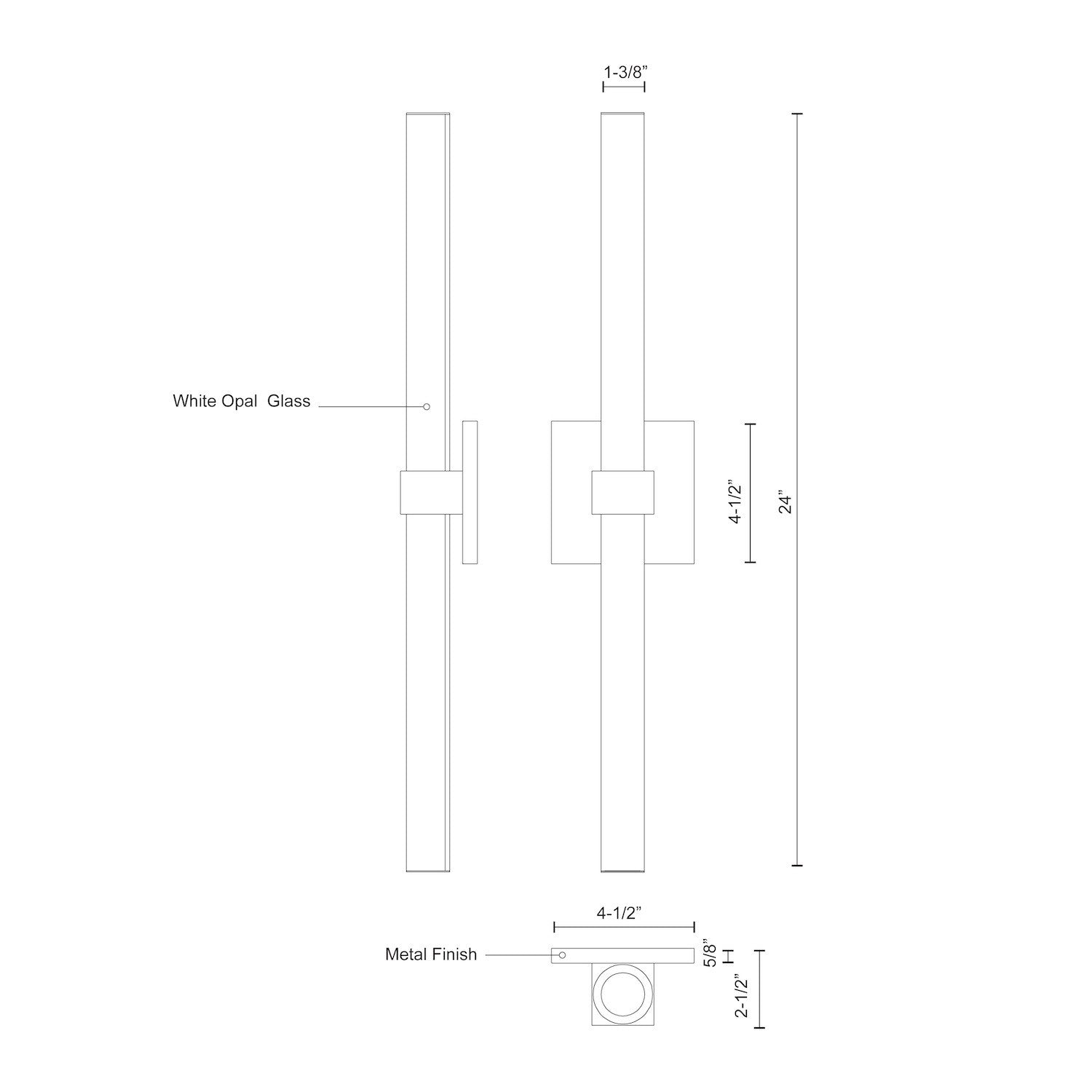 Fresno 24-in Aluminum Vanity Light