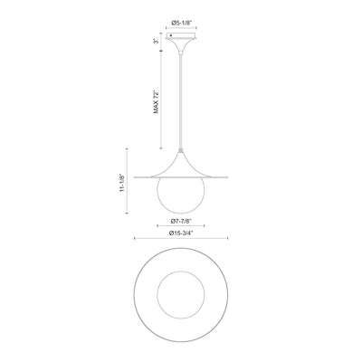 Fuji 16-in Steel Pendant