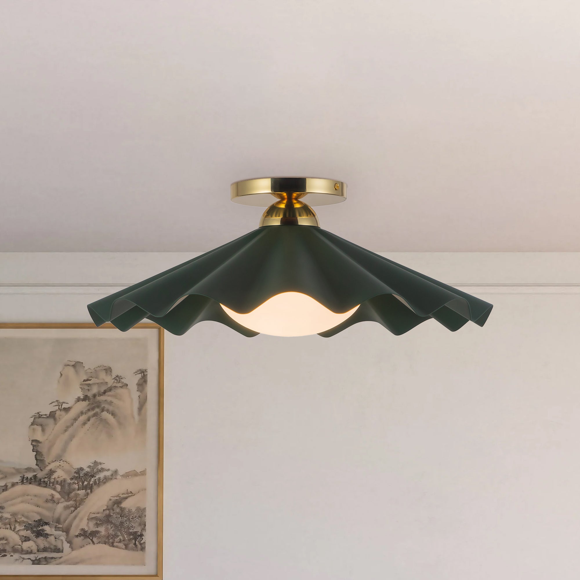 Furrow 16-in Steel Semi-Flush Mount