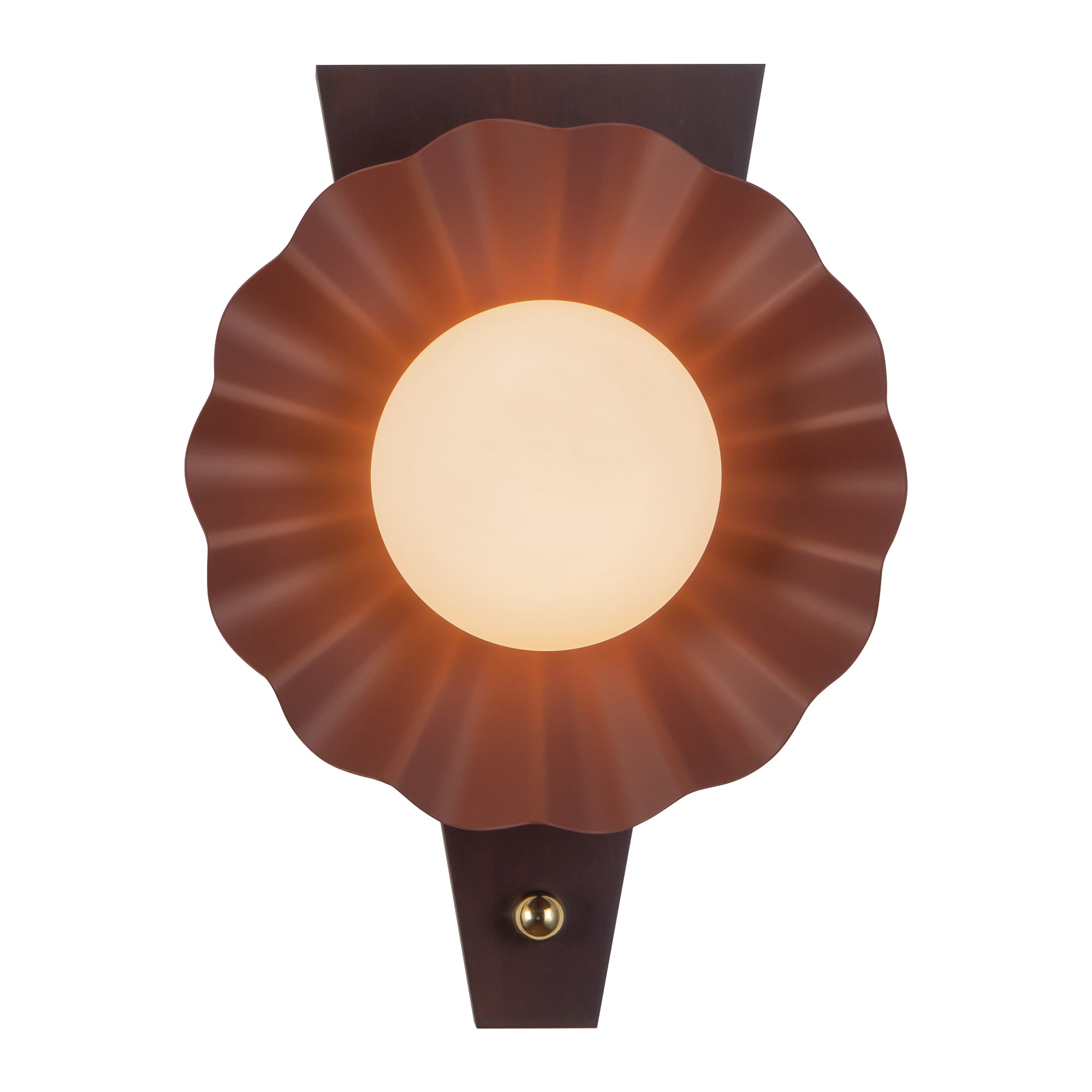 Furrow 12-in Steel Brass Wood Wall Sconce