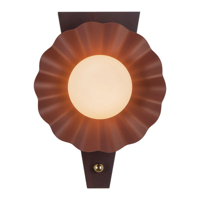 Furrow 12-in Steel Brass Wood Wall Sconce