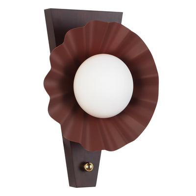 Furrow 12-in Steel Brass Wood Wall Sconce