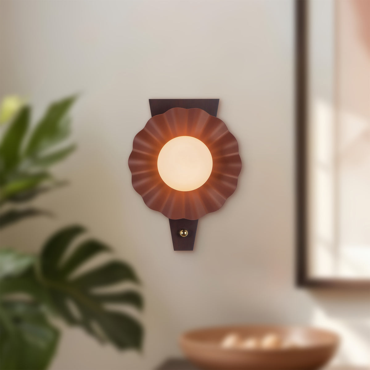 Furrow 12-in Steel Brass Wood Wall Sconce