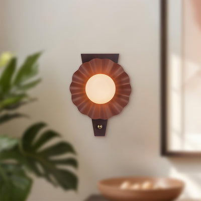 Furrow 12-in Steel Brass Wood Wall Sconce