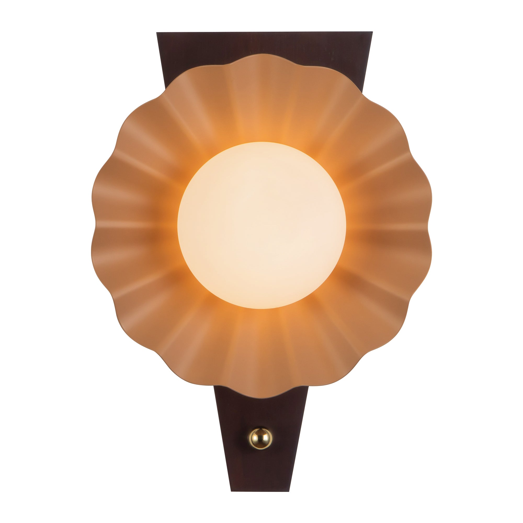 Furrow 12-in Steel Brass Wood Wall Sconce
