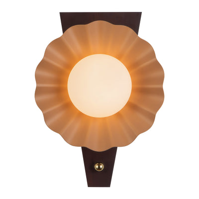 Furrow 12-in Steel Brass Wood Wall Sconce