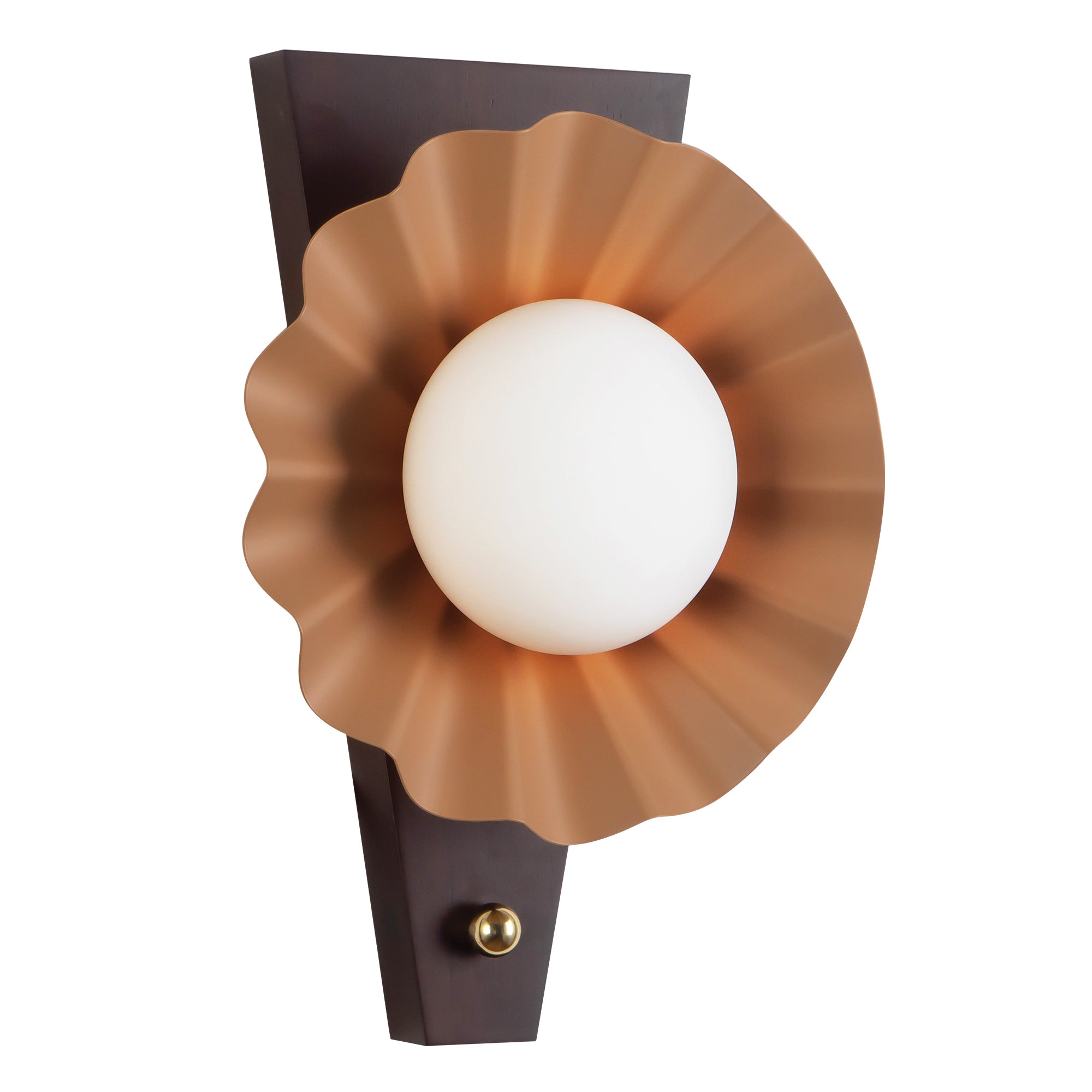 Furrow 12-in Steel Brass Wood Wall Sconce