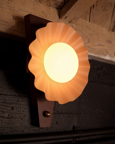 Furrow 12-in Steel Brass Wood Wall Sconce