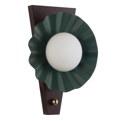 Furrow 12-in Steel Brass Wood Wall Sconce