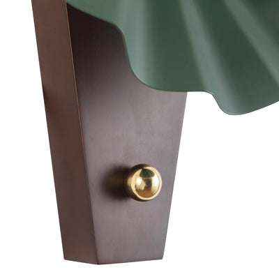 Furrow 12-in Steel Brass Wood Wall Sconce