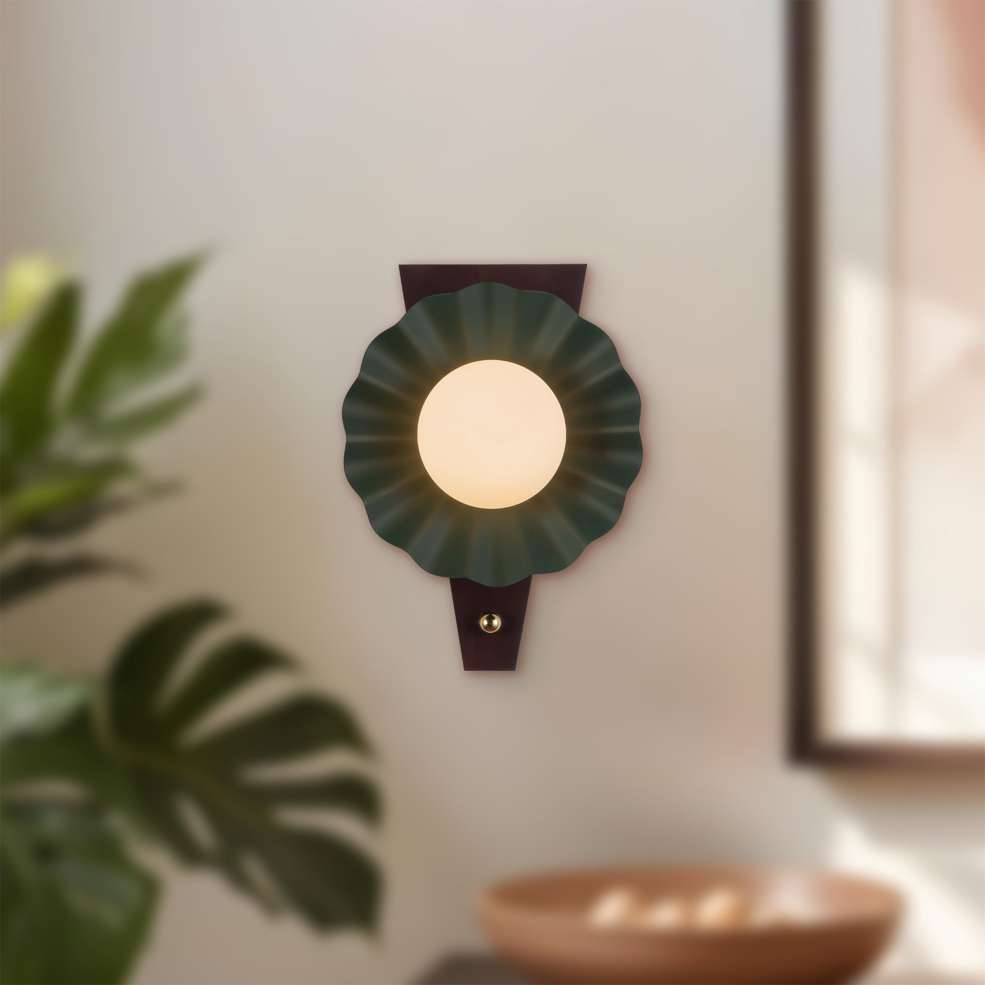 Furrow 12-in Steel Brass Wood Wall Sconce