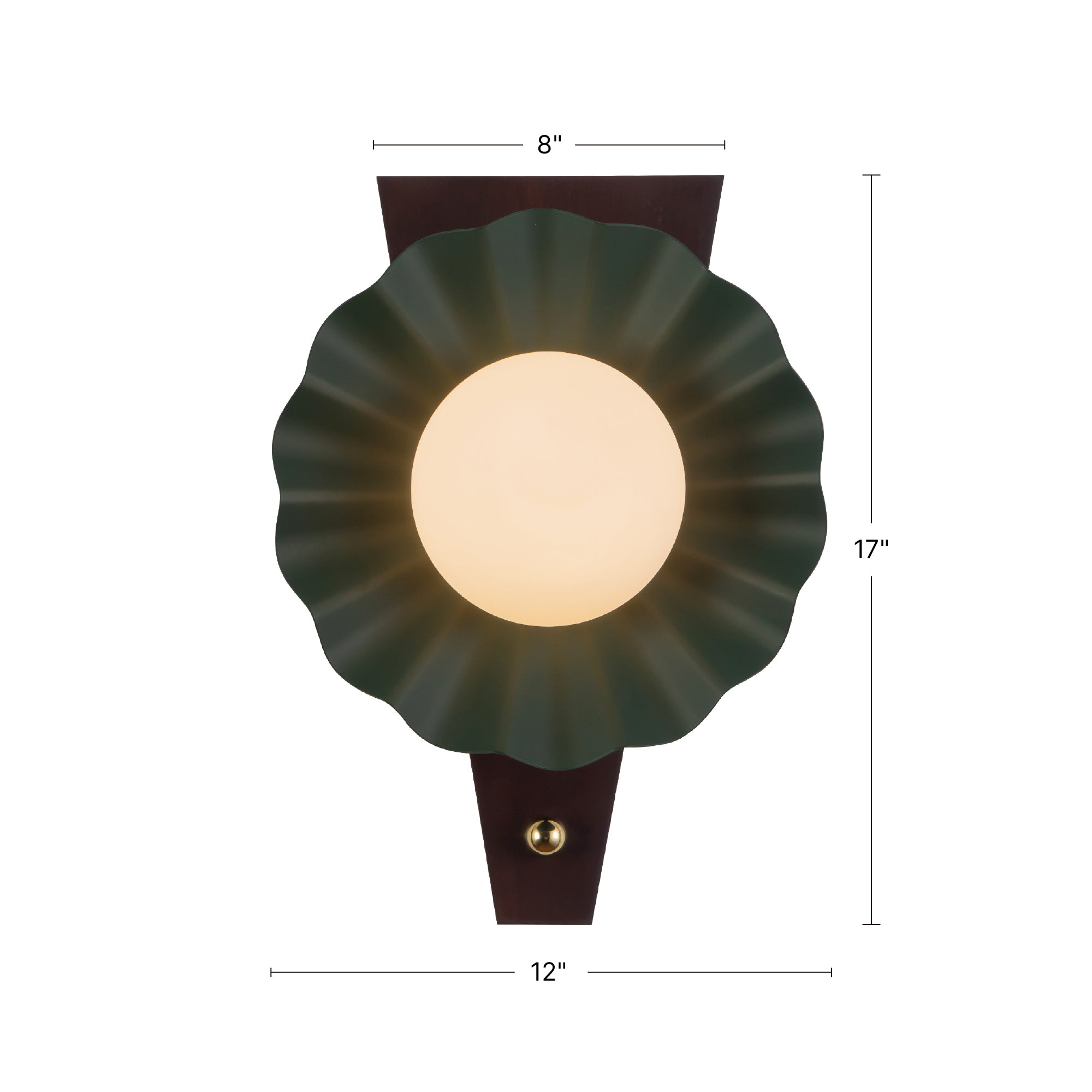 Furrow 12-in Steel Brass Wood Wall Sconce