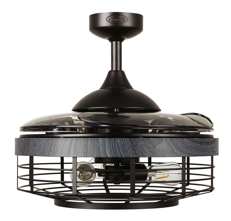 48 Inch Black Koa Retractable Blade Ceiling Fan