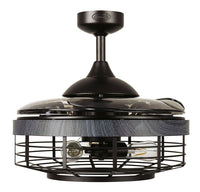 48 Inch Black Koa Retractable Blade Ceiling Fan