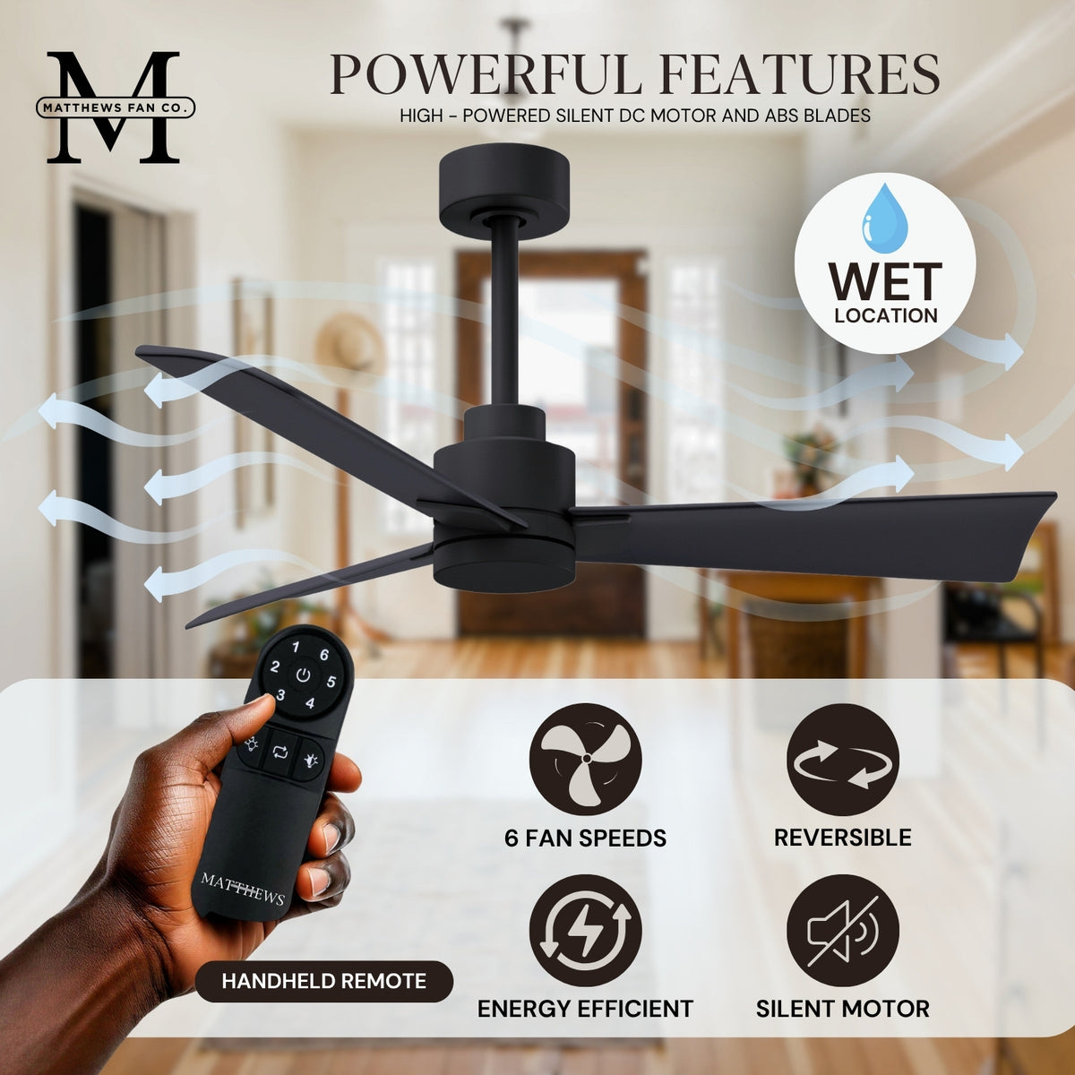 Alessandra 3-Blade Ceiling Fan Without Light Kit