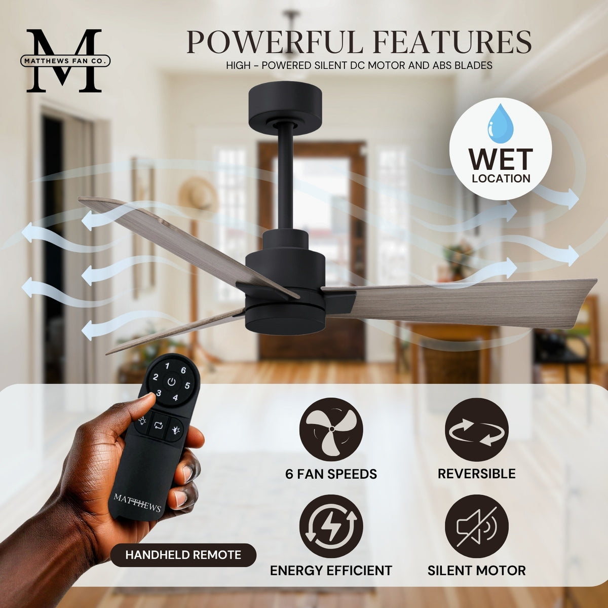 Alessandra 3-Blade Ceiling Fan Without Light Kit
