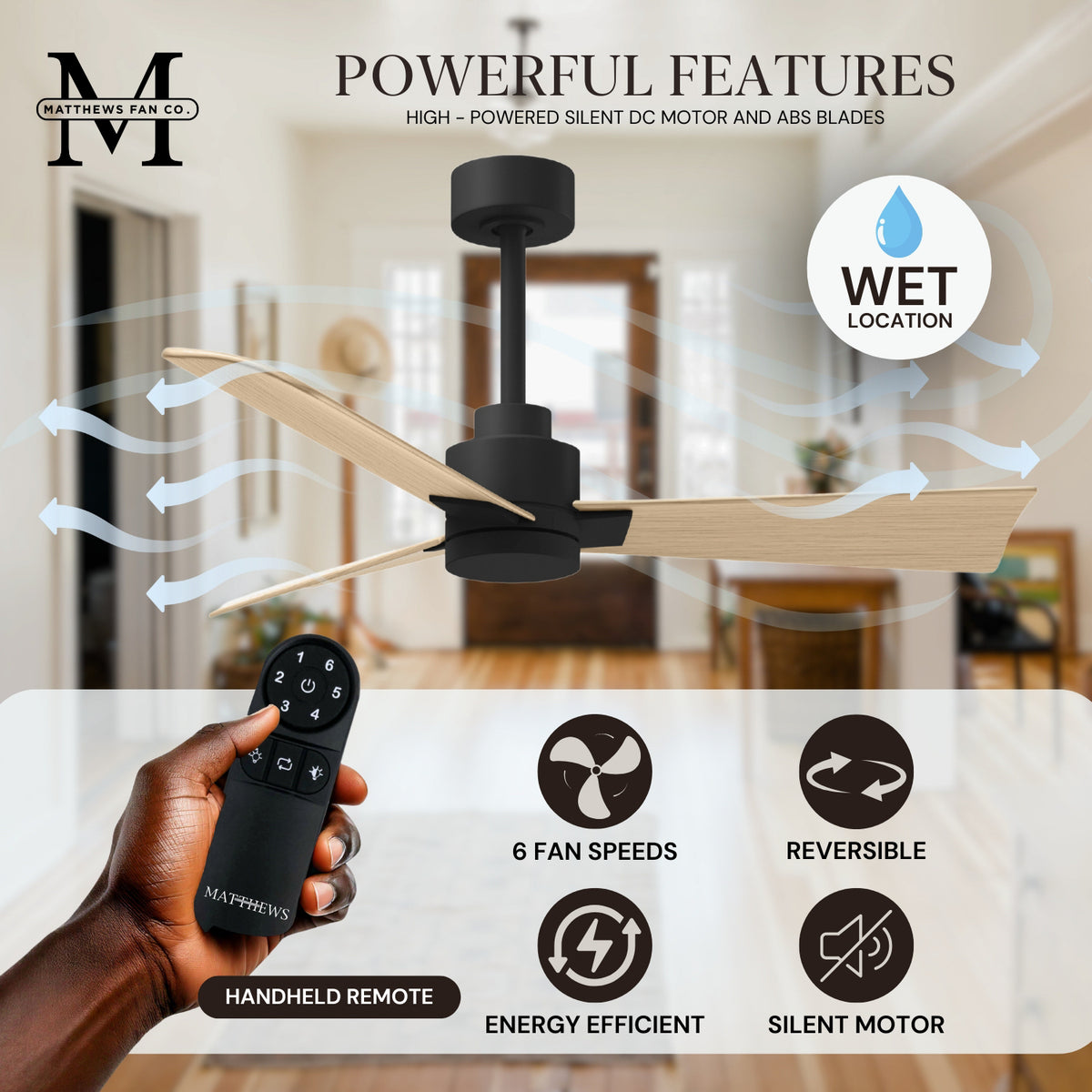 Alessandra 3-Blade Ceiling Fan Without Light Kit
