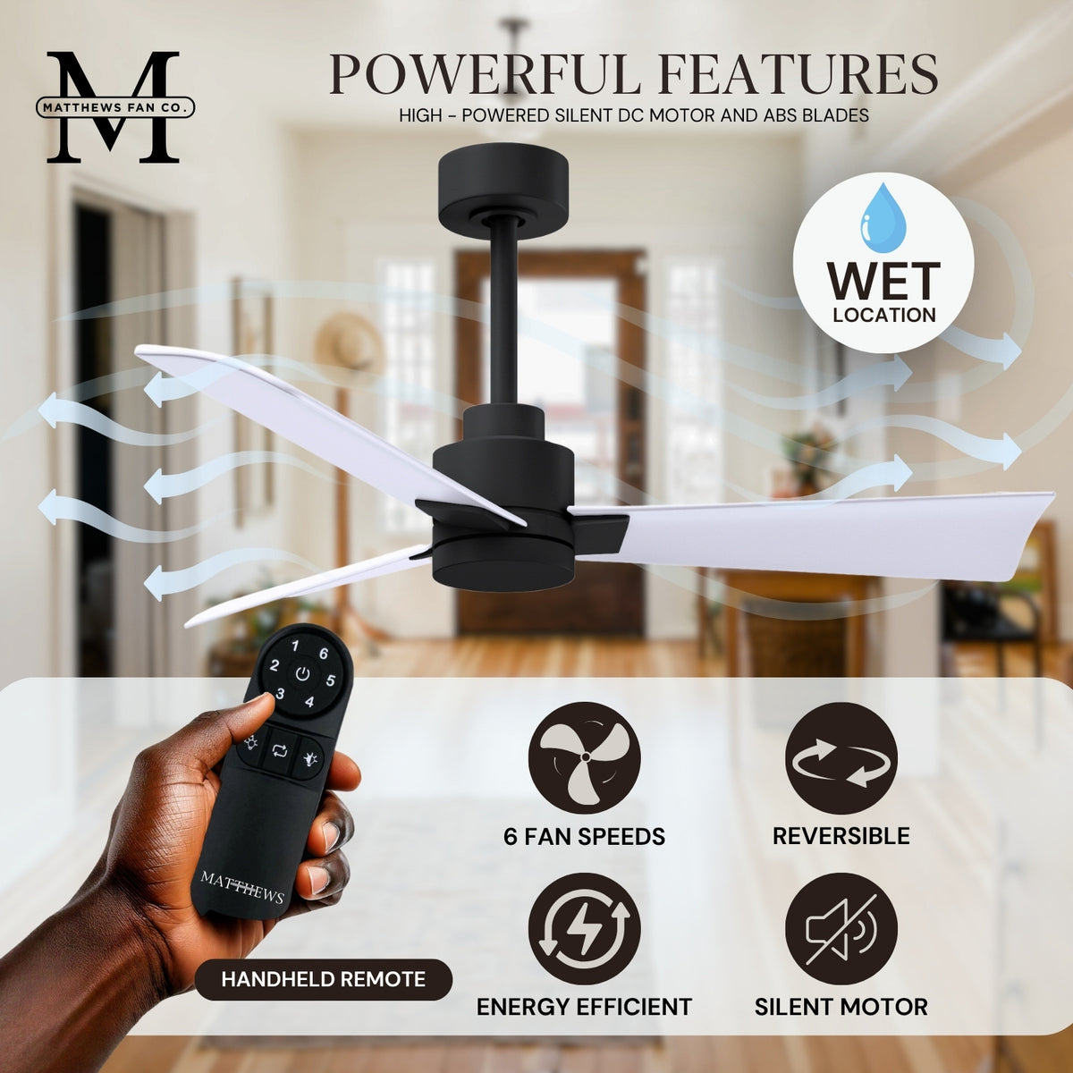 Alessandra 3-Blade Ceiling Fan Without Light Kit