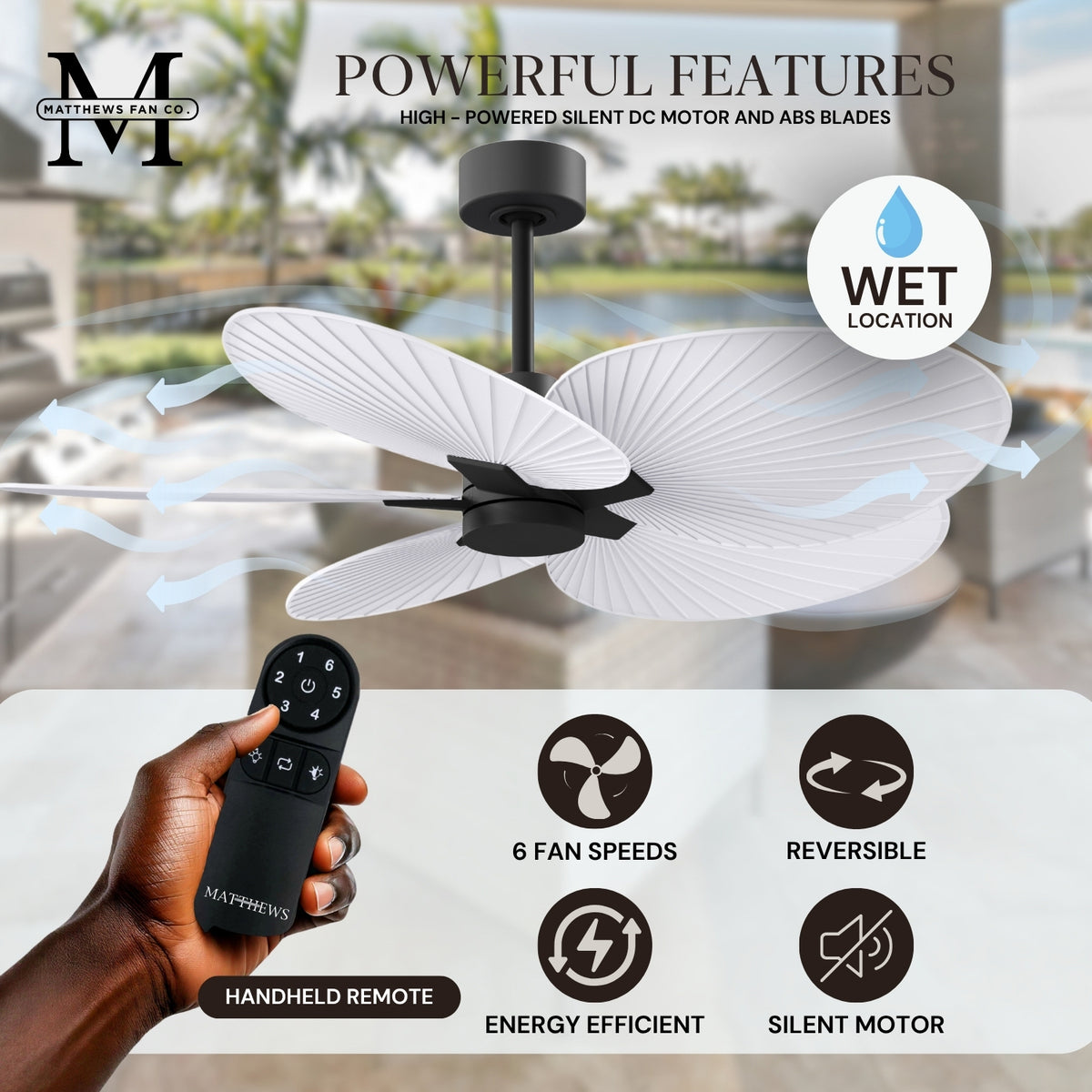 Alessandra Tropical 5-Blade Ceiling Fan Without Light Kit