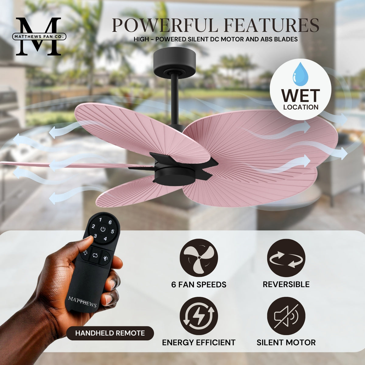 Alessandra Tropical 5-Blade Ceiling Fan Without Light Kit