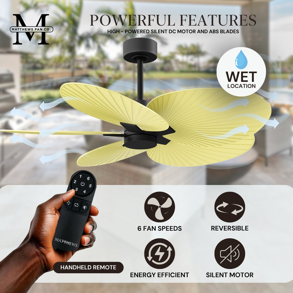 Alessandra Tropical 5-Blade Ceiling Fan Without Light Kit