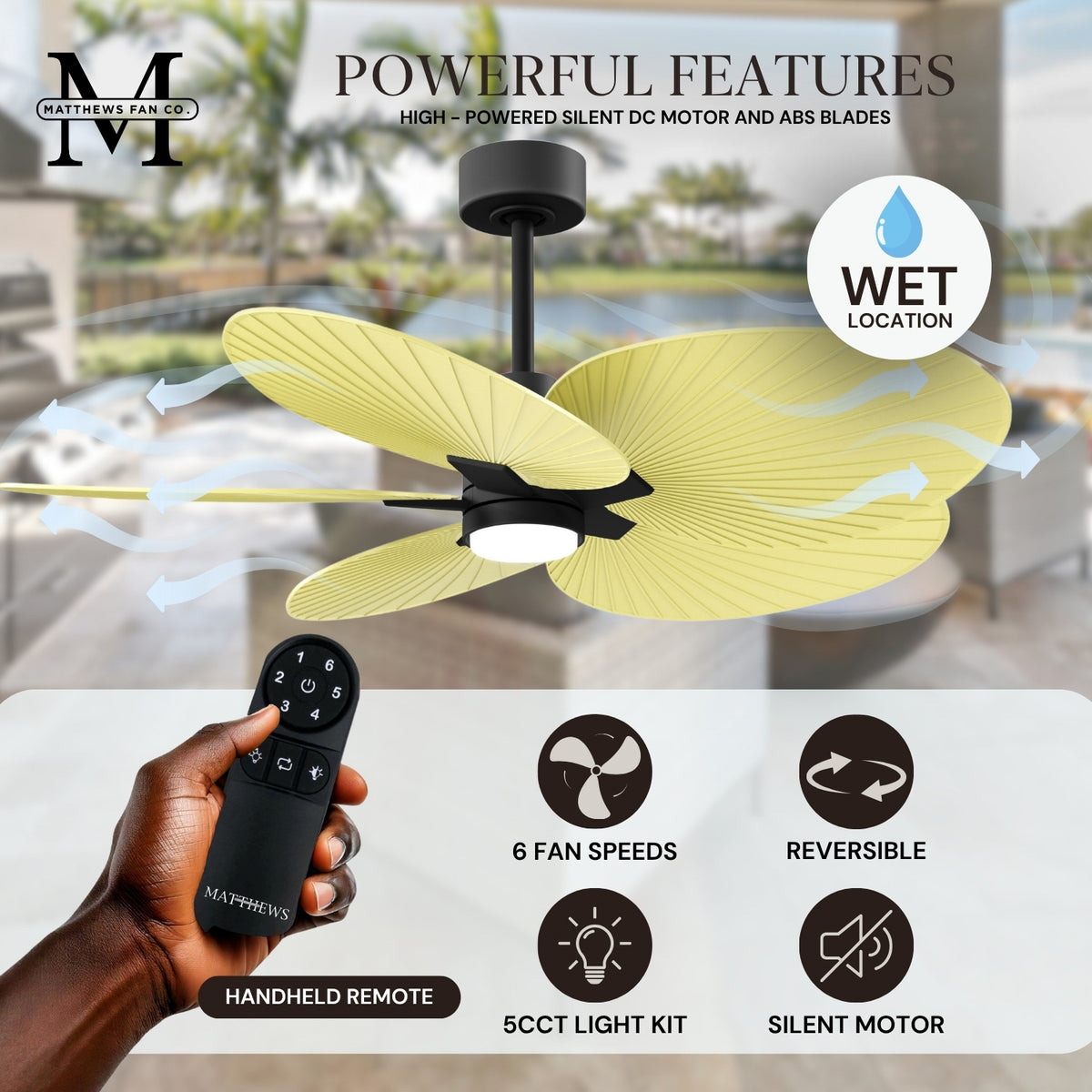 Alessandra Tropical 5-Blade Ceiling Fan with LED Light