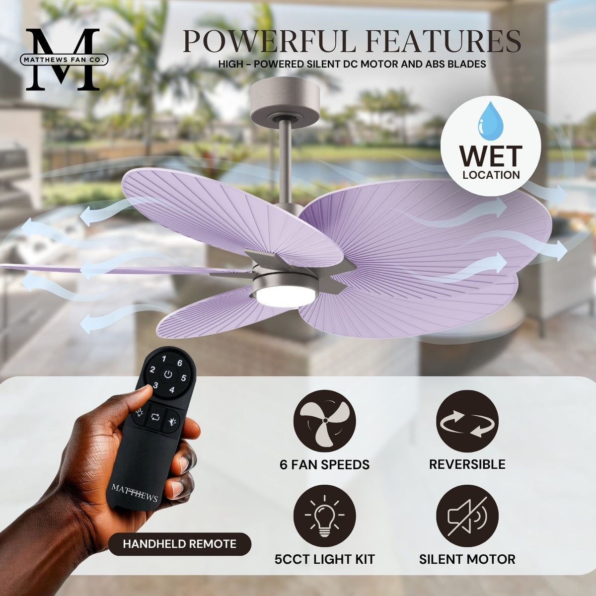 Alessandra Tropical 5-Blade Ceiling Fan with LED Light