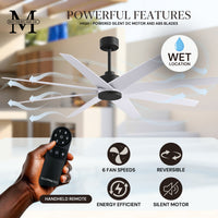 64-Inch Ariella 8-Blade Ceiling Fan Without Light Kit