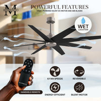64-Inch Ariella 8-Blade Ceiling Fan Without Light Kit