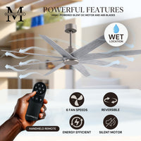64-Inch Ariella 8-Blade Ceiling Fan Without Light Kit