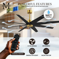 64-Inch Ariella 8-Blade Ceiling Fan Without Light Kit