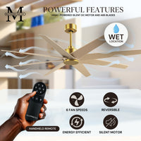 64-Inch Ariella 8-Blade Ceiling Fan Without Light Kit