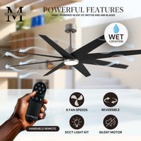 64-inch Ariella 8-Blade Ceiling Fan with LED Light