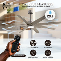 64-inch Ariella 8-Blade Ceiling Fan with LED Light