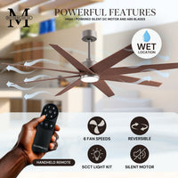 64-inch Ariella 8-Blade Ceiling Fan with LED Light