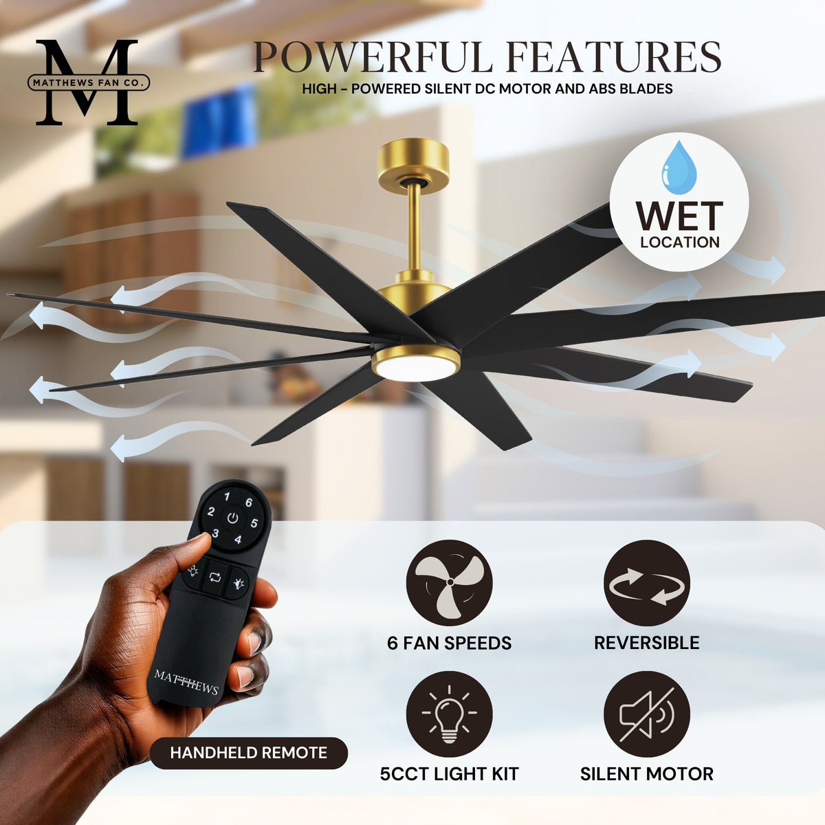 64-inch Ariella 8-Blade Ceiling Fan with LED Light