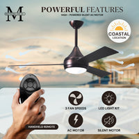 52-Inch Donaire 3-Blade Ceiling Fan with LED Light