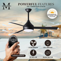 52-Inch Donaire 3-Blade Ceiling Fan with LED Light
