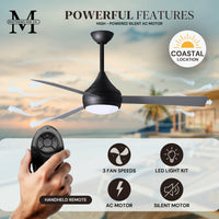 52-Inch Donaire 3-Blade Ceiling Fan with LED Light