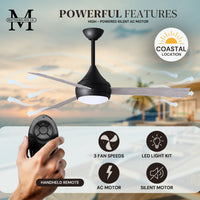 52-Inch Donaire 3-Blade Ceiling Fan with LED Light