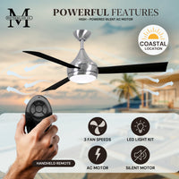 52-Inch Donaire 3-Blade Ceiling Fan with LED Light