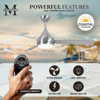 52-Inch Donaire 3-Blade Ceiling Fan with LED Light
