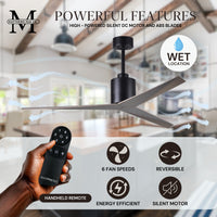 56-Inch Eliza 3-Blade Ceiling Fan Without Light Kit